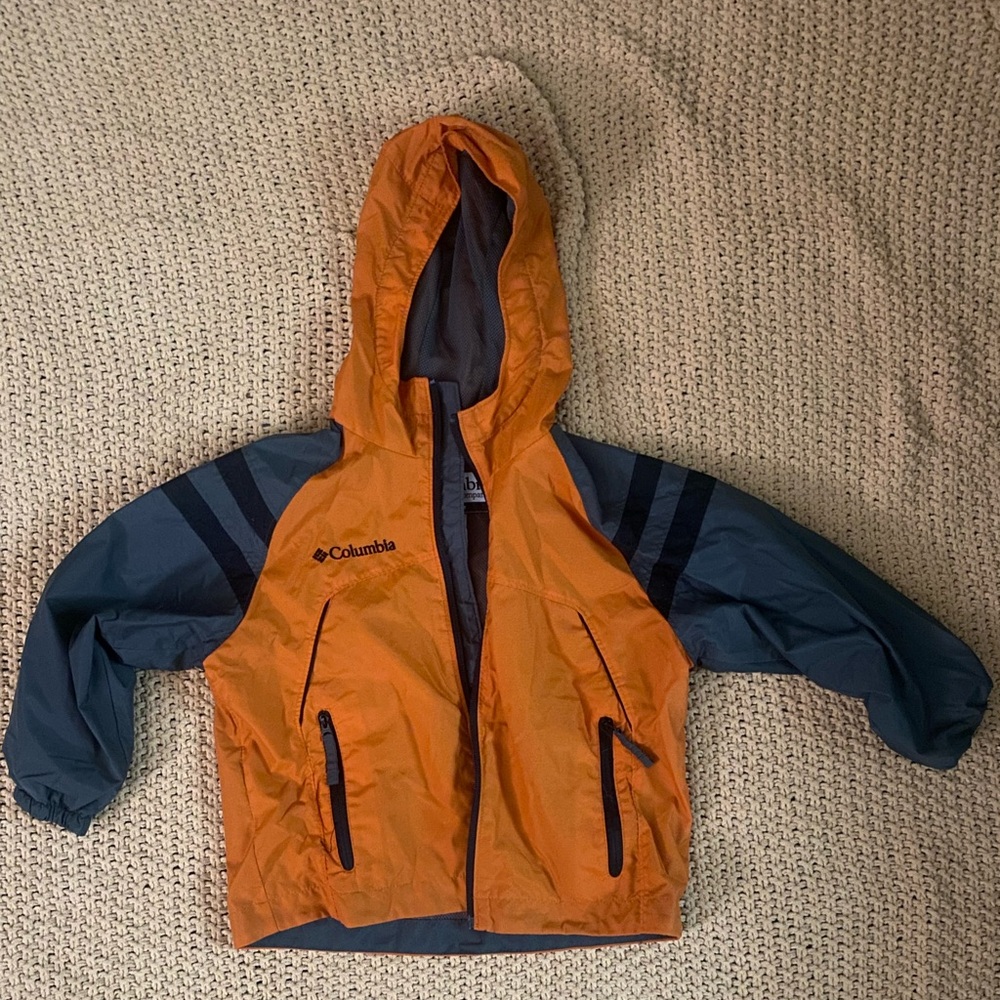Columbia Orange and Gray Raincoat Full-Zip Outdoor Jacket